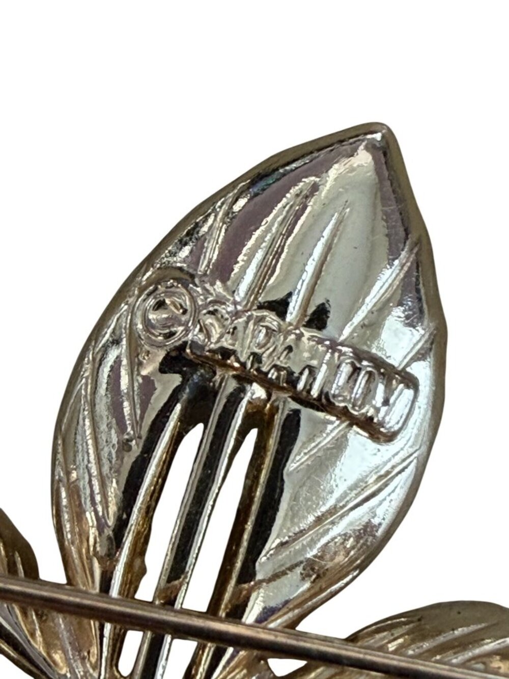 Vintage Sara Coventry Gold-Tone Vintage Leaf Brooch Pin Signed Exquisite 2" - Picture 4 of 6